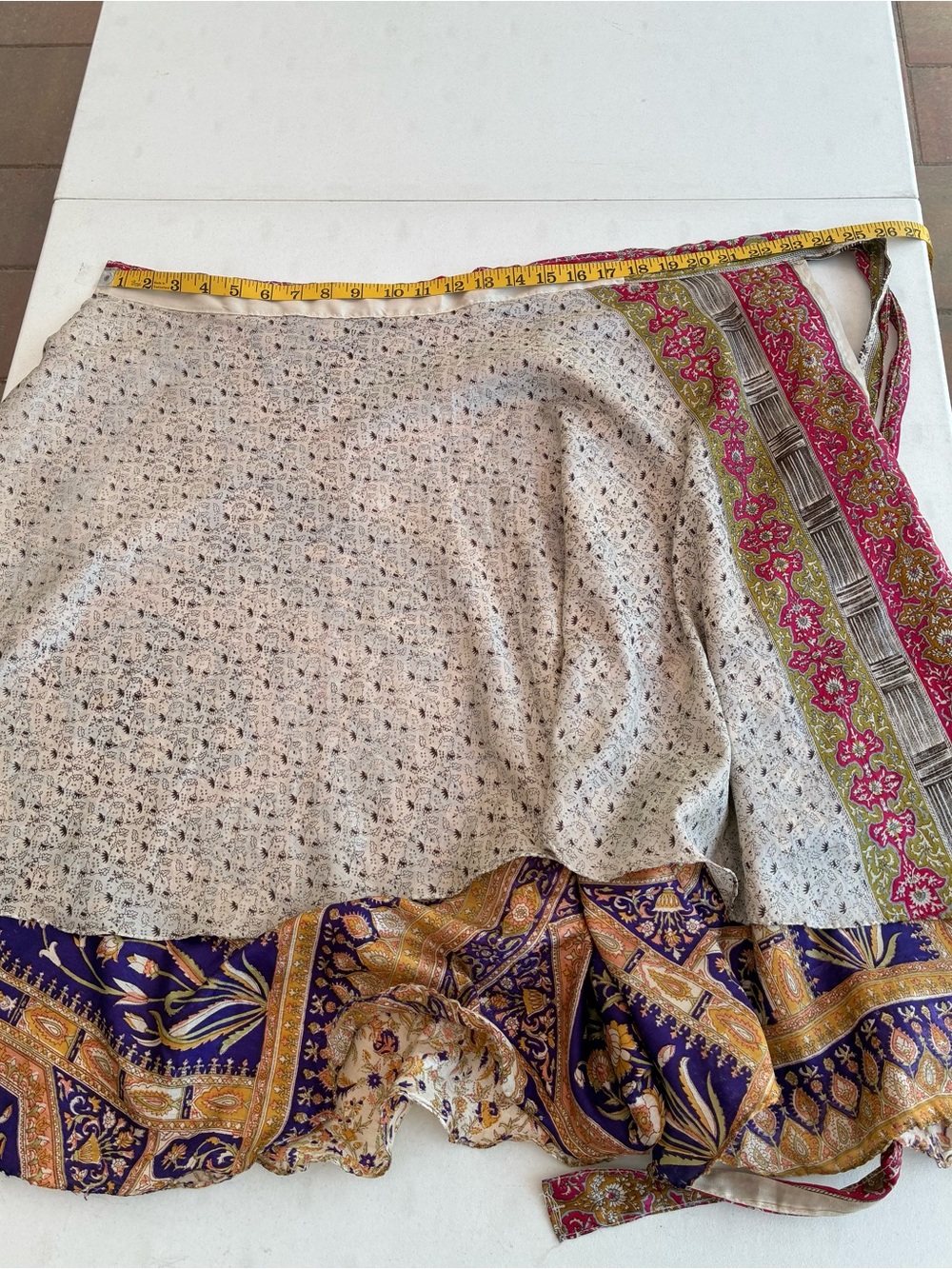 Silk Reversible Wrap Around Floral Skirt - Picture 5 of 13